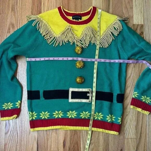 Blizzard Bay Ugly Christmas Holiday Sweater Elf Medium Long Sleeve - Picture 3 of 7
